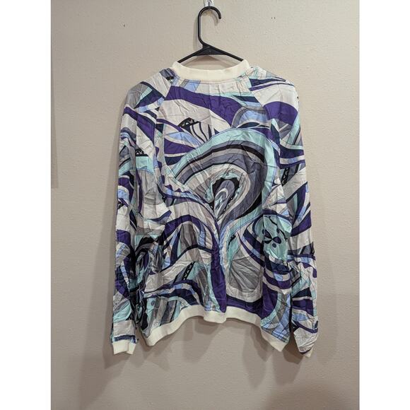Whimsical artsy purple tones Terry Lewis VINTAGE silk blouse size Large - Picture 3 of 8